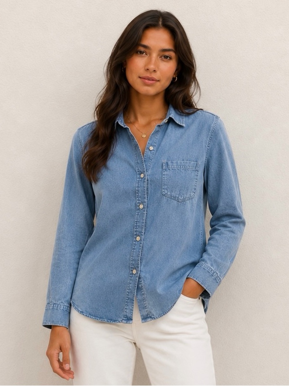 Mossimo Supply Co. Light Blue Denim Button-Down Shirt